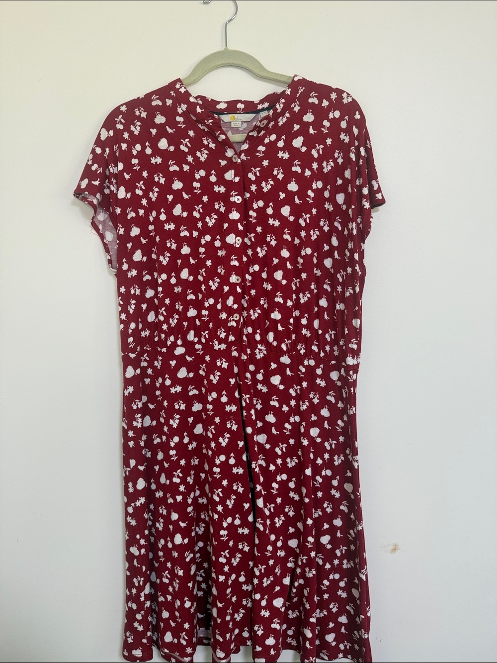 Boden Red Floral Button-Front Casual Dress